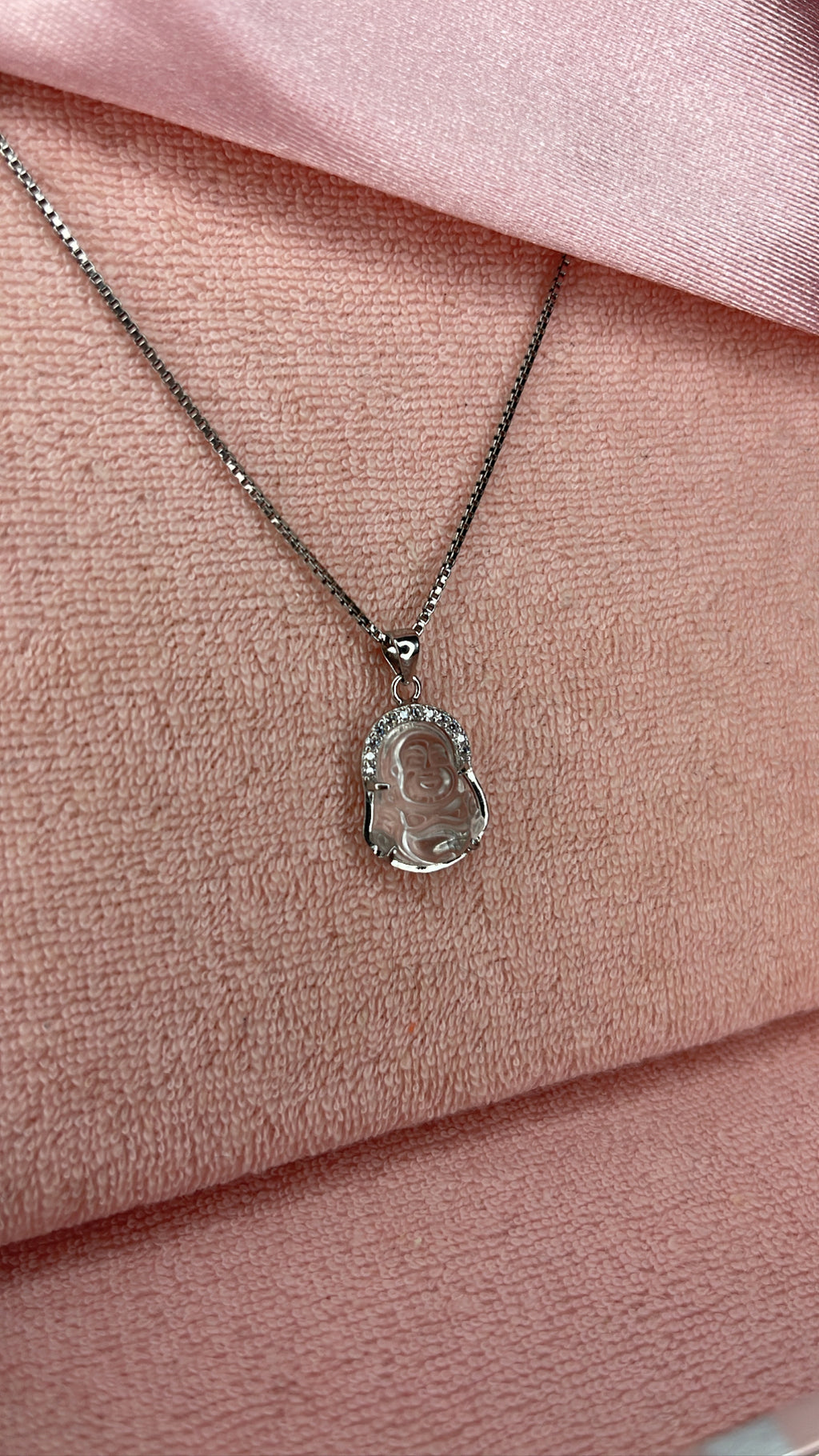 Clear Mini Buddha Chain in Silver