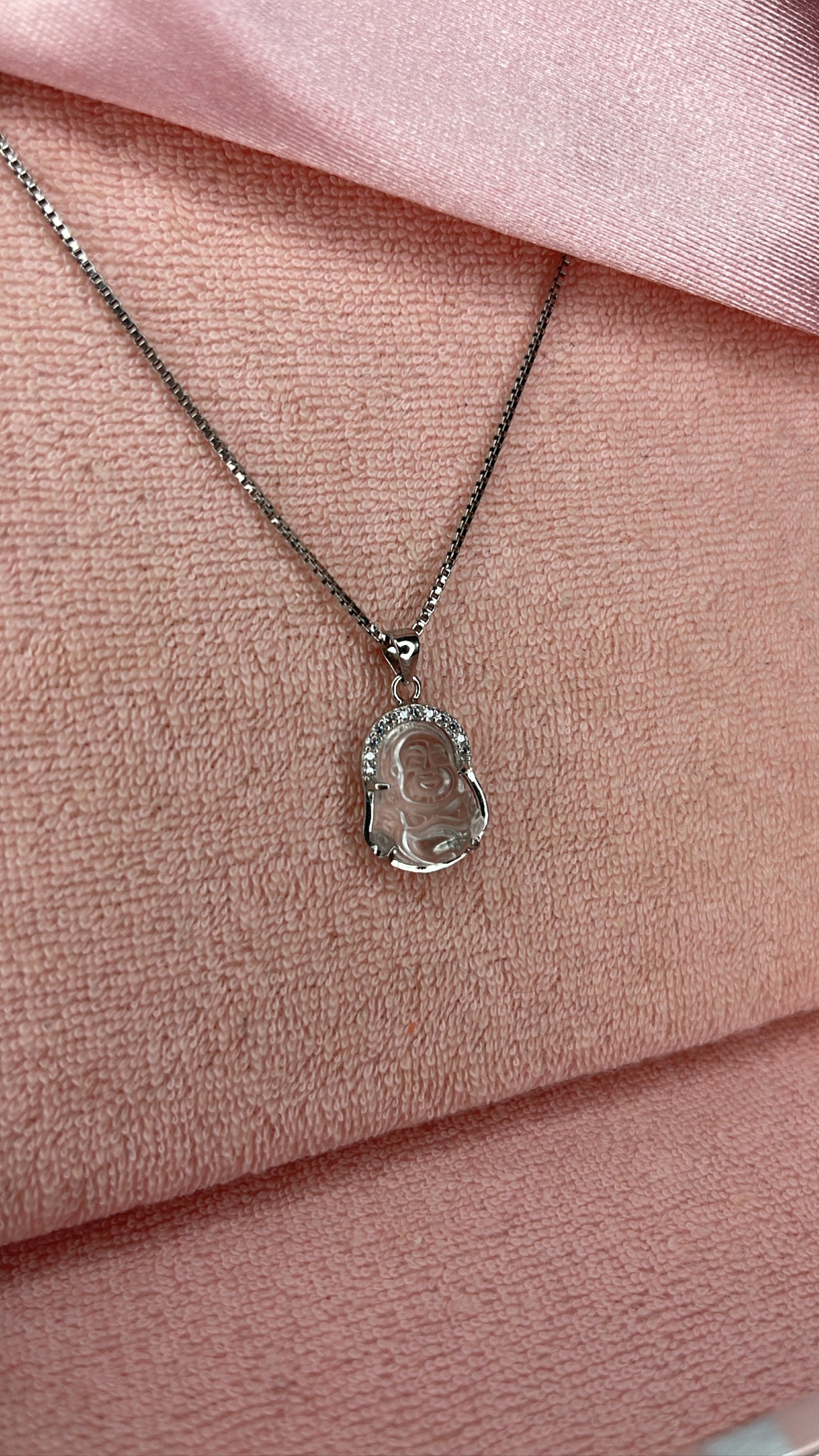 Clear Mini Buddha Chain in Silver