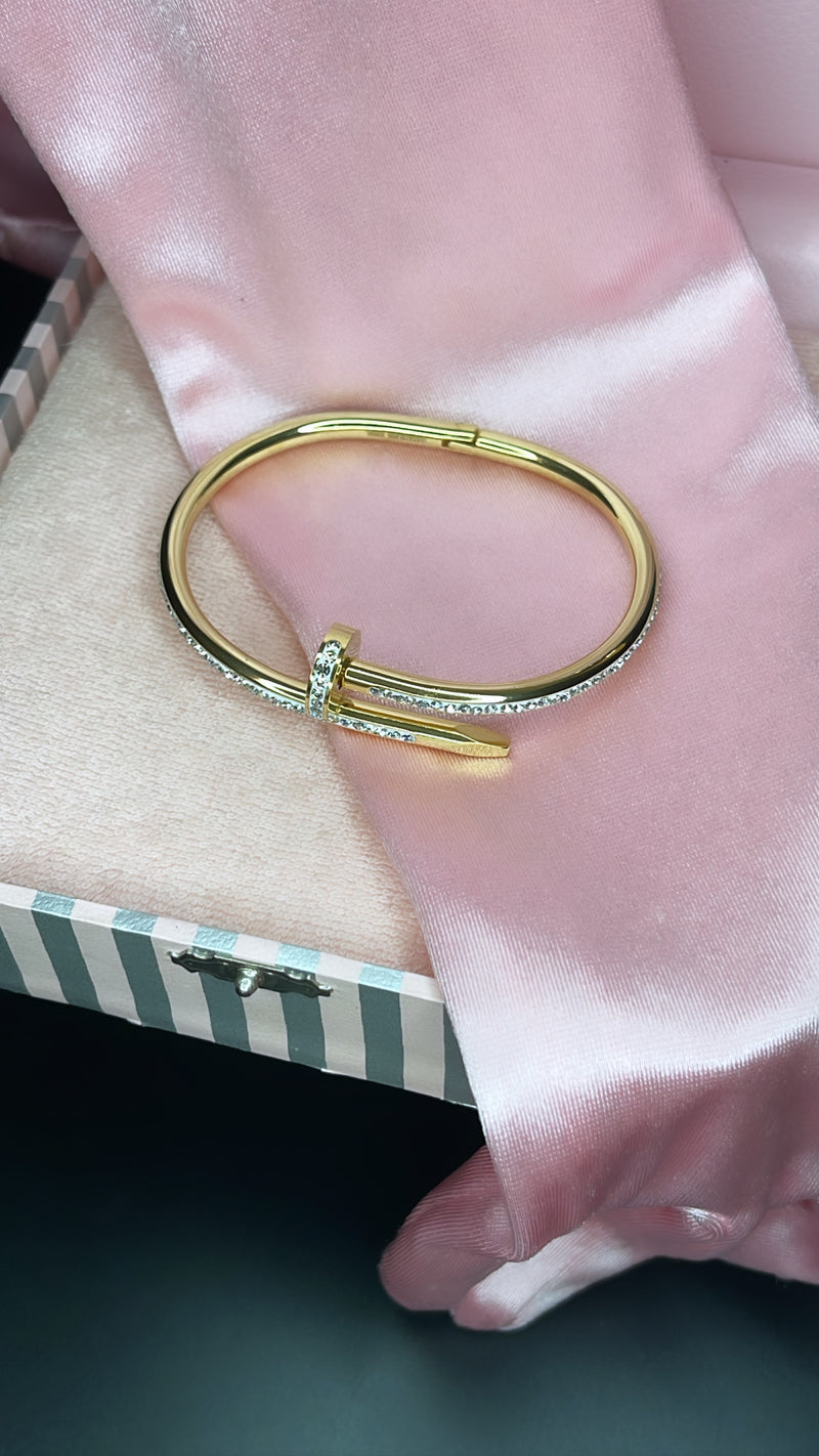 The Diamante Nail Bracelet In Gold