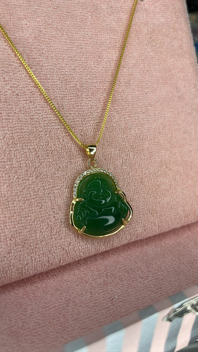 Jade Medium Buddha In Gold