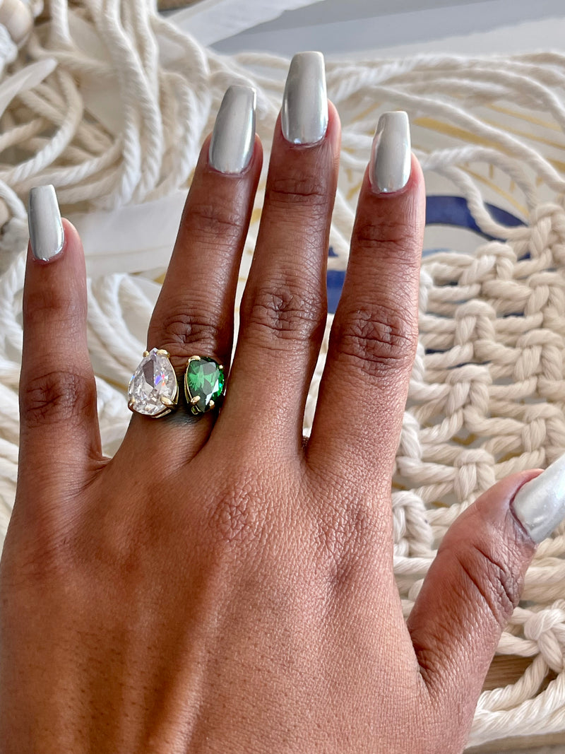 Green Tear Drop Ring