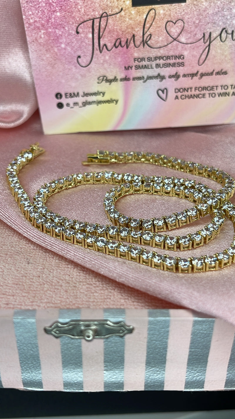 Gold Tennis Chain 3mm