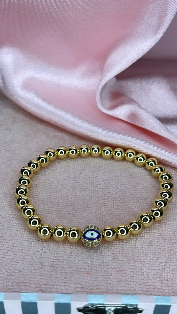 Evil Eye Beaded Stretch Bracelet