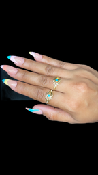 Teal evil eye ring
