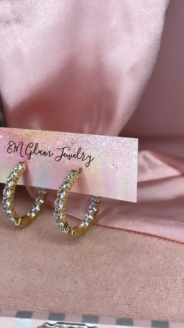 Small Bling Hoops In Gold