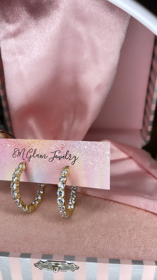 Small Bling Hoops In Gold