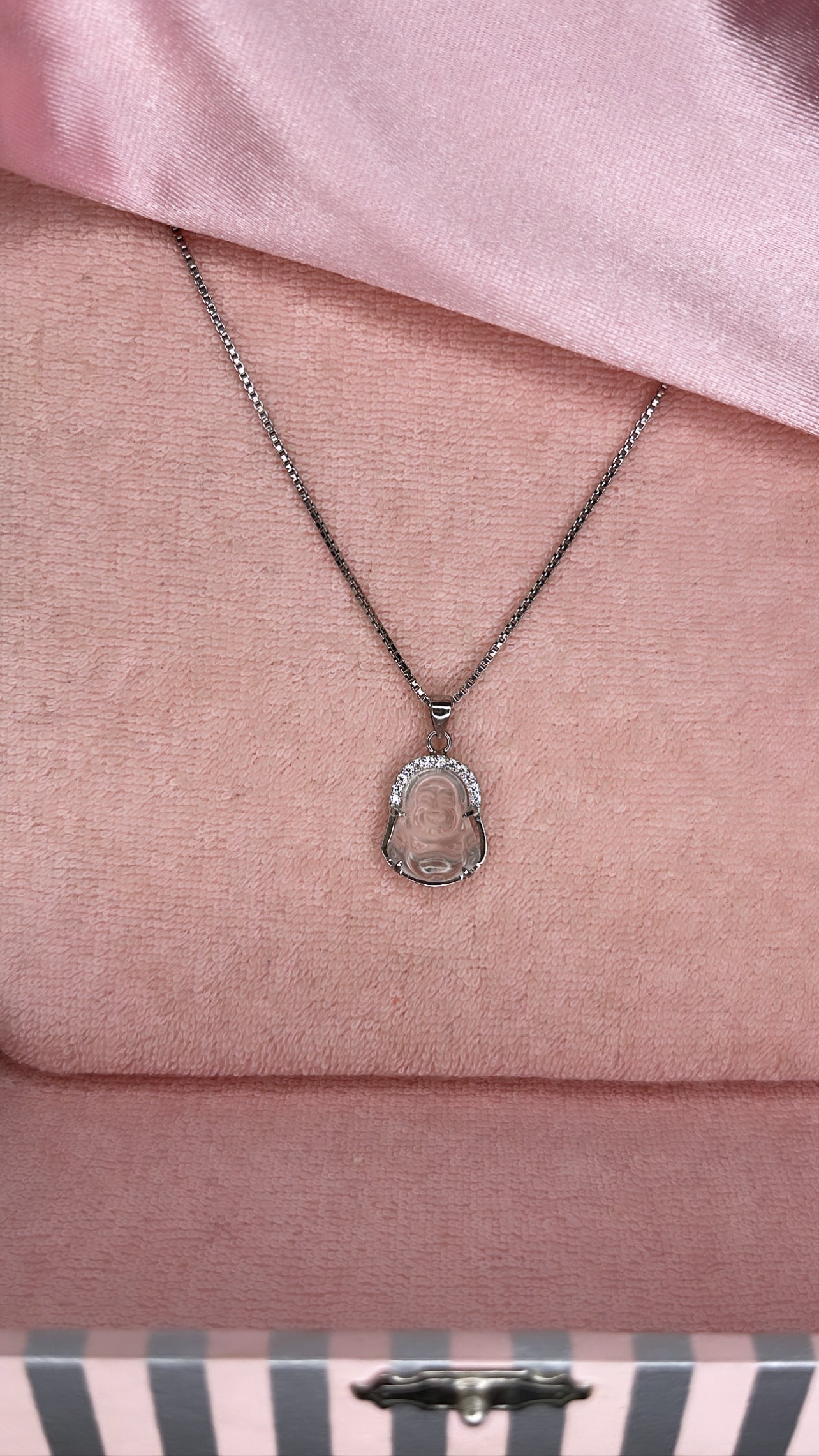 Clear Mini Buddha Chain in Silver