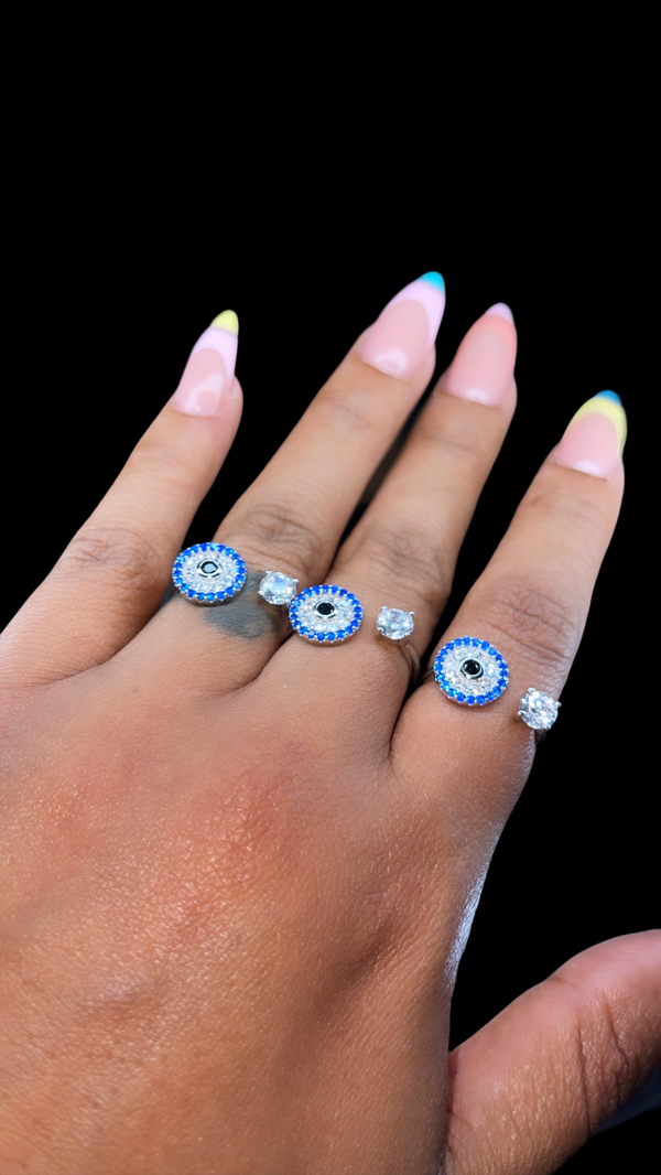 Open evil eye ring