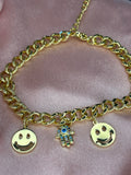 Smiley Hamsa Cuban Bracelet