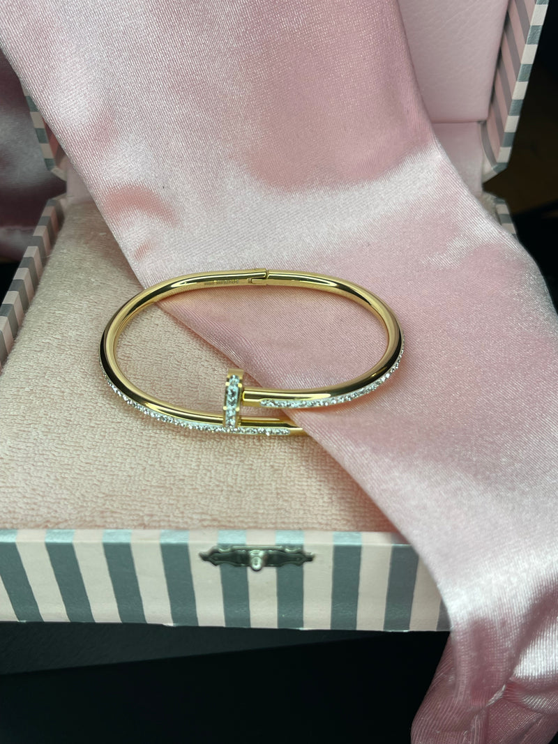 The Diamante Nail Bracelet In Gold