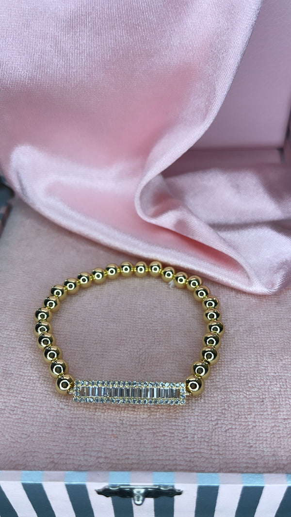 The Baguette Plate Beaded Stretch Bracelet